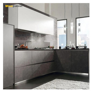 Hot Sale Contemporary Cocinas Modernas kitchenette Curved Shaped Ready to Assemble Lacquer Kitchen Cabinets with Island