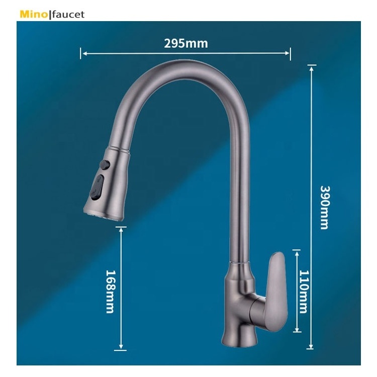 Hot and Cold Water Mixer Basin Faucet Kitchen Handle 304 Stainless Steel Black Brass Sink Faucets Bathroom