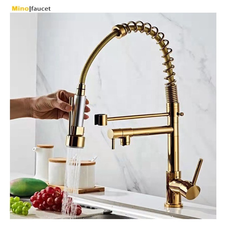 Cash Hot Selling Antique Copper Core Spring Faucet Stretch Hose Sink Tap Brass Black for Kitchen