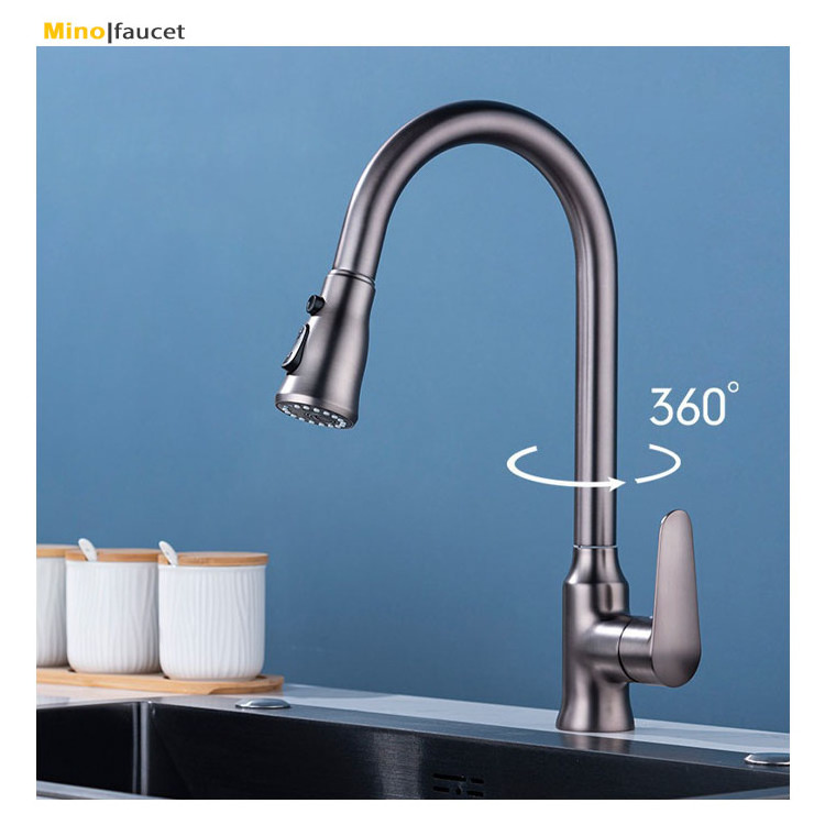 Rotatable Elastic Multifunctional Flexible Pull Out Kitchen Copper Hot Cold Water Tap Faucet Extender with Extension