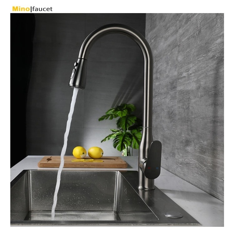 Rotatable Elastic Multifunctional Flexible Pull Out Kitchen Copper Hot Cold Water Tap Faucet Extender with Extension