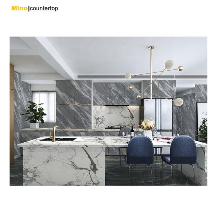 Latest Artificial Stone Slabs Vein Countertop Prefab Quartz Countertops Kitchen Island Tops Granite Top