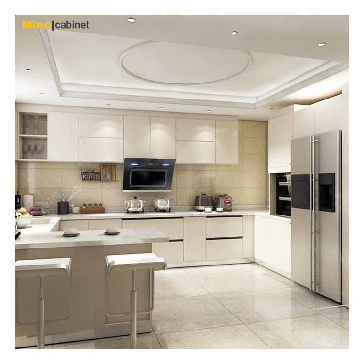 All in One Modern Modular Cabinetry Wall Unit Small Furniture Whole Complete Cabinet Set White Cabinets for Kitchen