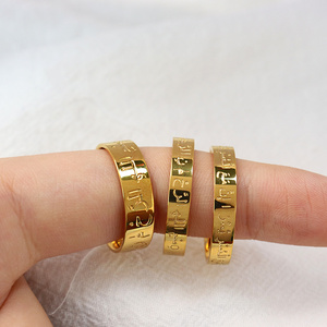 Minos Customized Stainless Steel Band Ring Hypoallergenic Jewelry 18K Gold Plated Cigar Arabic Band Ring for Women