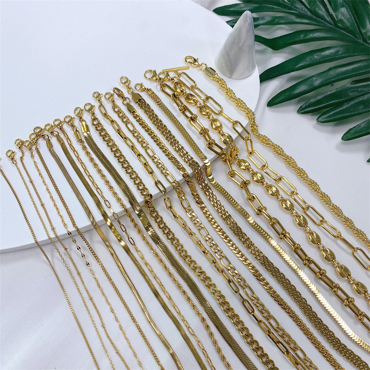 18k Jewelry High Quality Stainless Steel Cuban Link Chain 18k Gold Plated Rope Snake Figaro Chain for Man Women Necklace