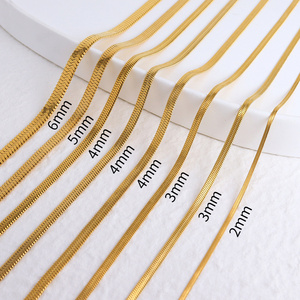 Minimalist Stainless Steel Flat Snake Chain Necklace Men Women Jewelry Set Waterproof Hip Hop Herringbone Chain Layered Necklace