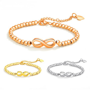 Infinity Bangles Bracelet For Women Stainless Steel Custom Made Rose Gold Bead Bracelets