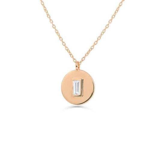 Dainty 14k Gold Plated Stainless Steel Wholesale Jewelry Circle Pendant Necklace with Diamond for Birthday Gift