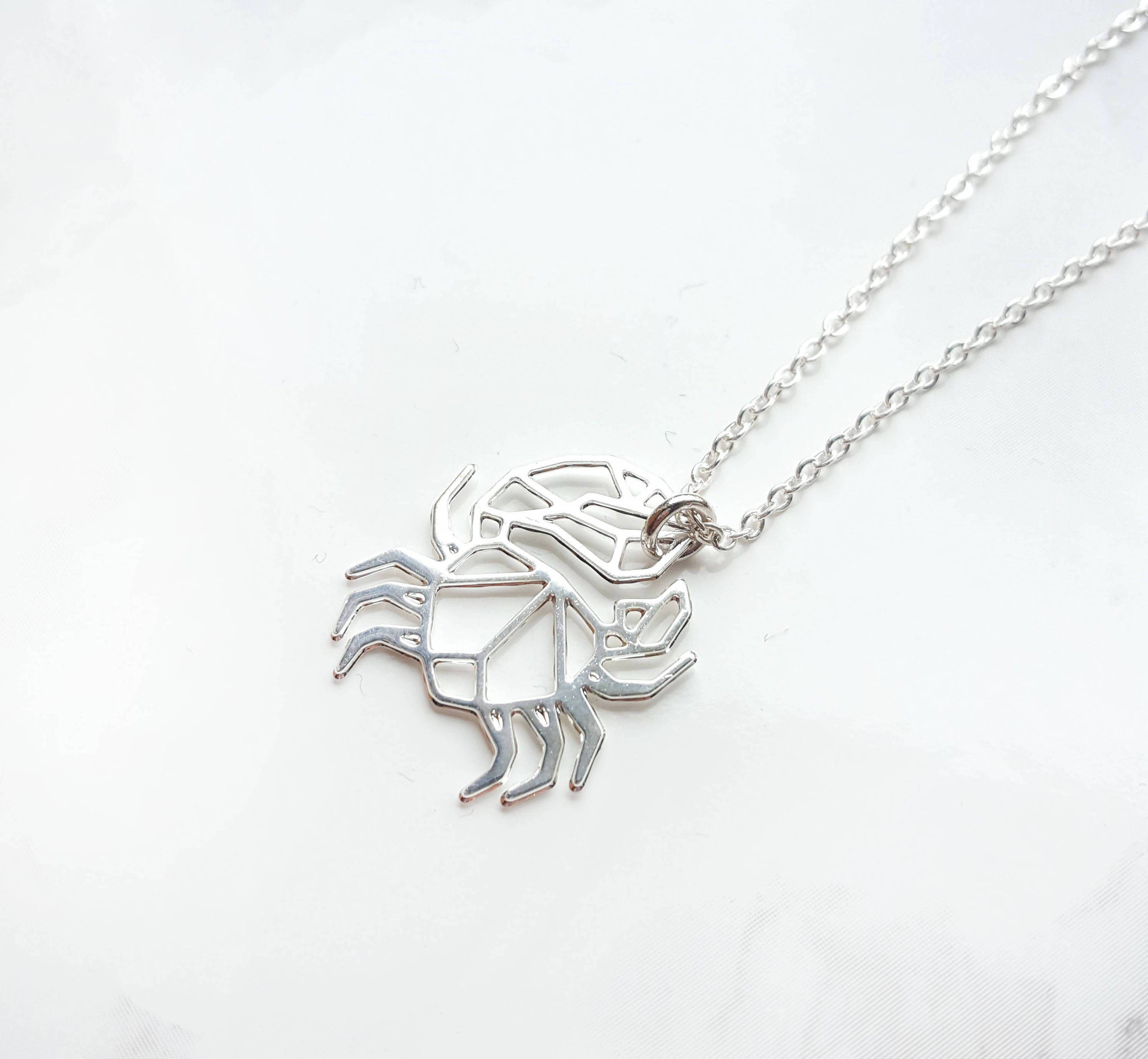 Gold Plated Stainless Steel Crab Origami Necklace Geometric Animal Necklace