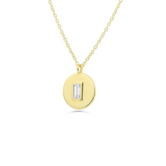 Dainty 14k Gold Plated Stainless Steel Wholesale Jewelry Circle Pendant Necklace with Diamond for Birthday Gift