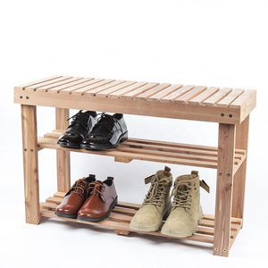 High Quality Small Shoe Shelf Organizer Bathroom Living Room Wooden Shoe Rack Bench