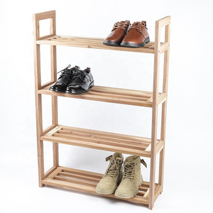 High Quality Living Room Furniture Wood Frame 4 tier Wooden Shoe Rack For Home