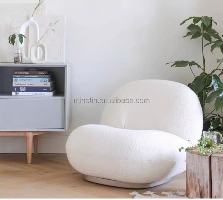 Italian luxury velvet/sherpa sofa chair minimalist designer bedroom leisure chair living room balcony eggshell chair