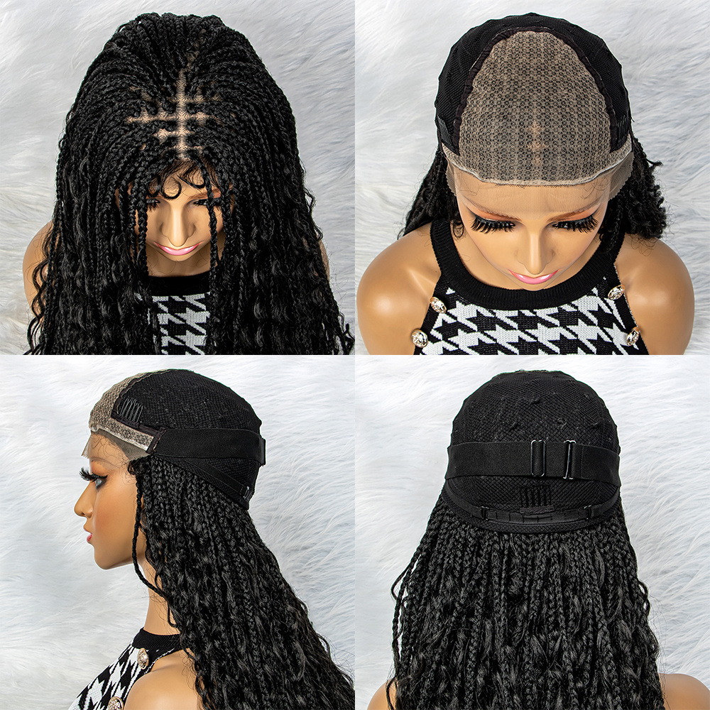 Synthetic Lace Front Wig Braided Wigs Braid African With Baby Hair Braided Lace Front Water Wave Wigs 32 inches