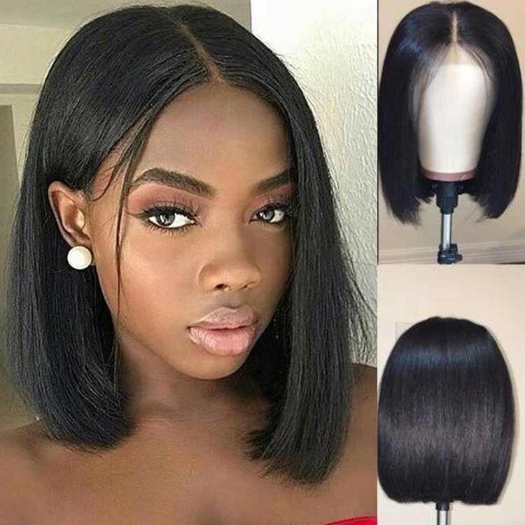 Hot sell wig head  human hair lace front brazilian short bob wig vendors mannequin display hd lace bob wig