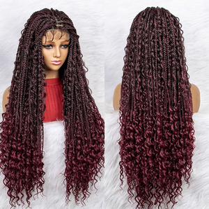 Synthetic Lace Front Wig Braided Wigs Braid African With Baby Hair Braided Lace Front Water Wave Wigs 32 inches