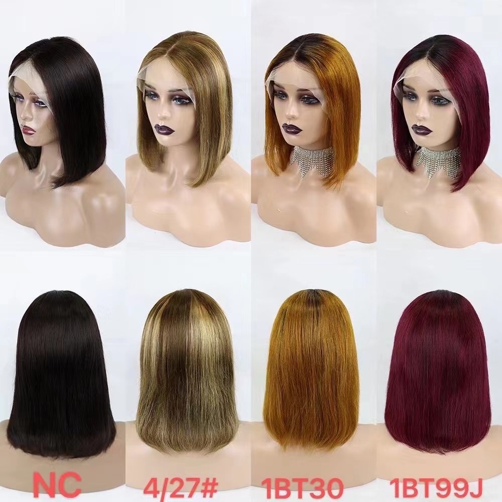 Hot sell wig head  human hair lace front brazilian short bob wig vendors mannequin display hd lace bob wig