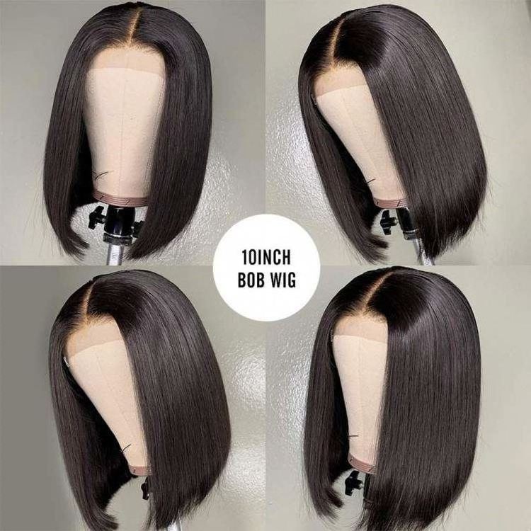 Hot sell wig head  human hair lace front brazilian short bob wig vendors mannequin display hd lace bob wig