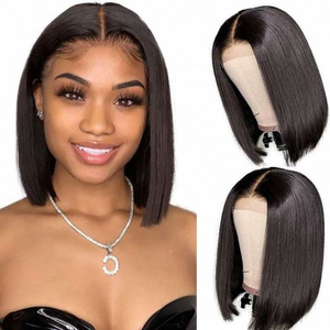 Hot sell wig head  human hair lace front brazilian short bob wig vendors mannequin display hd lace bob wig