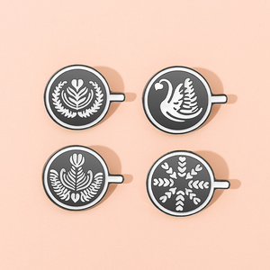 French style coffee cup series brooch coffee face lapel pin metal alloy badge jewelry wholesale