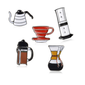 Creative American coffee series lapel pin badge hand water jug filter cup drip oil brooch wholesale