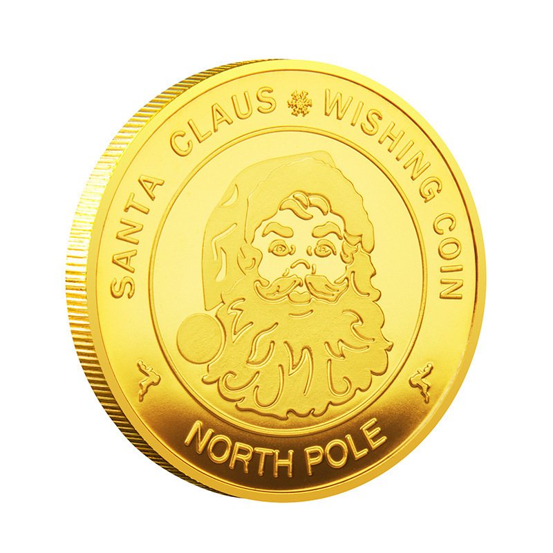 High Quality Christmas Presents Double Sided Golf Coin Santa Claus Gold And Silver Commemorative Coins