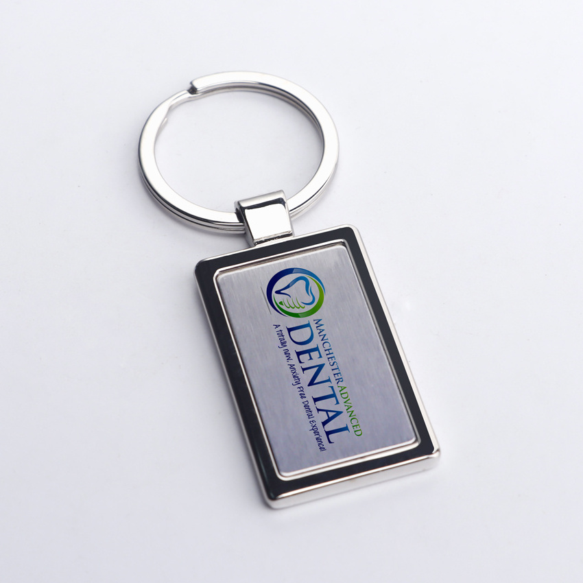 Custom company logo cute blank metal key holder key ring custom logo QR code keychain