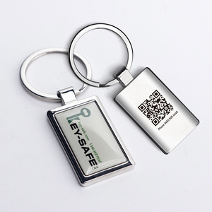 Custom company logo cute blank metal key holder key ring custom logo QR code keychain