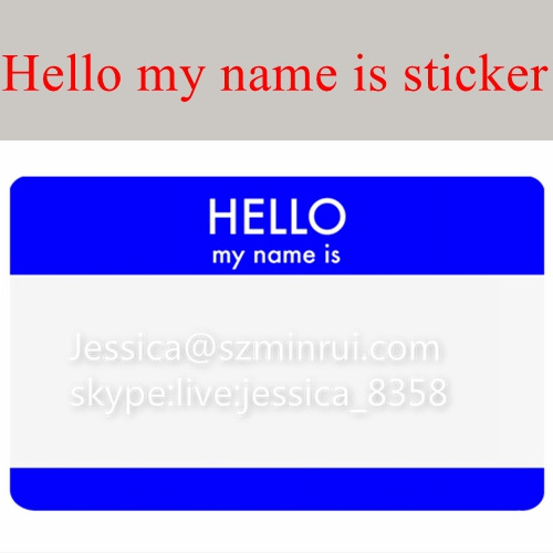 Hot Sale Hello My Name Is Stickers Printing Destructible Vinyl Eggshell Graffiti Stickers Customized Design Name Tags