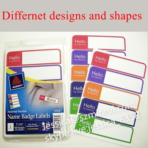 Hot Sale Hello My Name Is Stickers Printing Destructible Vinyl Eggshell Graffiti Stickers Customized Design Name Tags