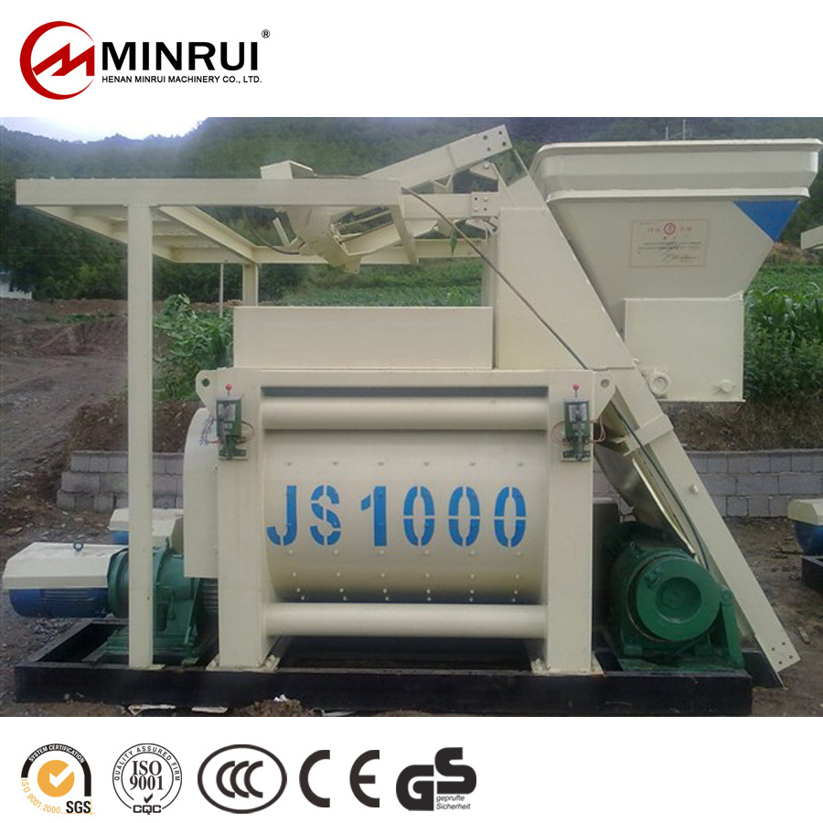 Industrial 2 Yard Large Capacity 1m3 JS1000 Concrete Mixer With Spare Parts