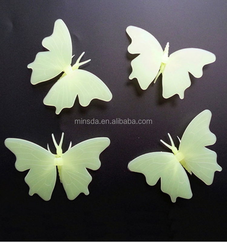 Minsda New Wall Sticker 3D pvc Butterfly Luminous Fluorescent Stickers Decal Kids Room Decoration Starry Sky