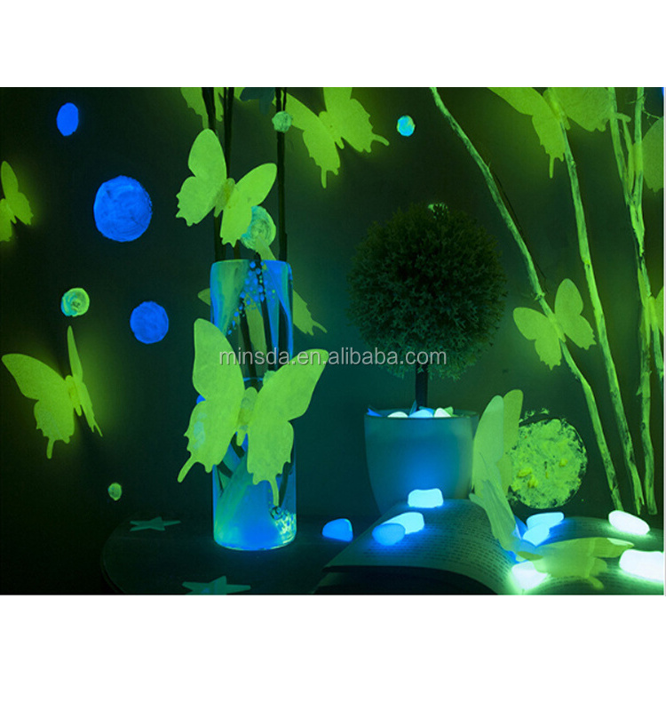 Minsda New Wall Sticker 3D pvc Butterfly Luminous Fluorescent Stickers Decal Kids Room Decoration Starry Sky