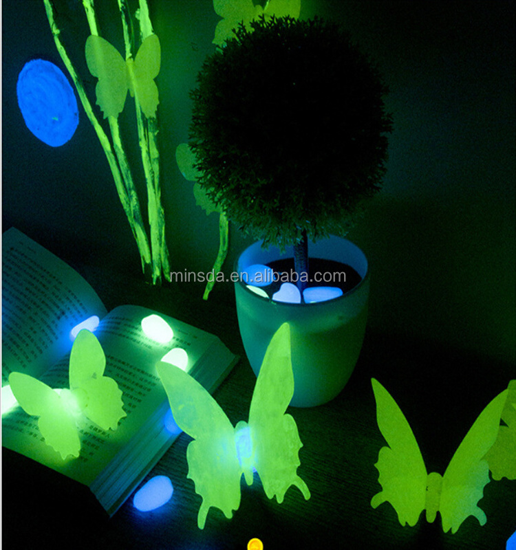 Minsda New Wall Sticker 3D pvc Butterfly Luminous Fluorescent Stickers Decal Kids Room Decoration Starry Sky