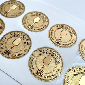 Minsda Adhesive Embossing aluminum gold foil paper label stickers printing Custom Logo Printed Gold Foil Embossed Seal sticker