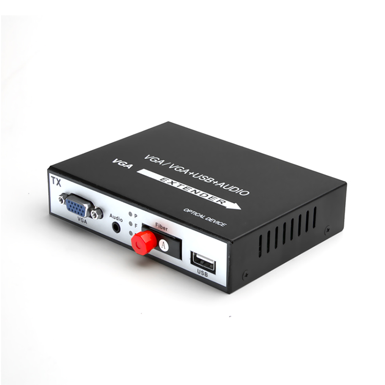 Video To Vga Converter+ USB + 1 Channel Stereo Audio VGA Fiber Optic Extender