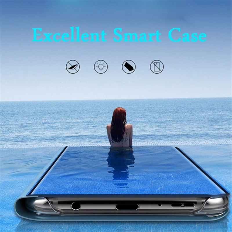 Smart Mirror Flip Case For Xiaomi Redmi Note 10 9 9s Poco X3 8 8T 9T M3 Pro Max 6A 7A 9A 9C Mi NFC 10s K40 Lite 5G Cover