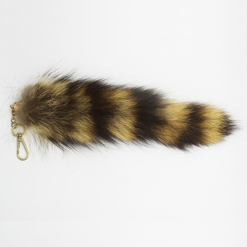 MWFur Fashion Raccoon Fur Tail Key chain America Raccoon Fur Tail Accessory For Winter Street Fashion Style