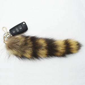 MWFur Fashion Raccoon Fur Tail Key chain America Raccoon Fur Tail Accessory For Winter Street Fashion Style