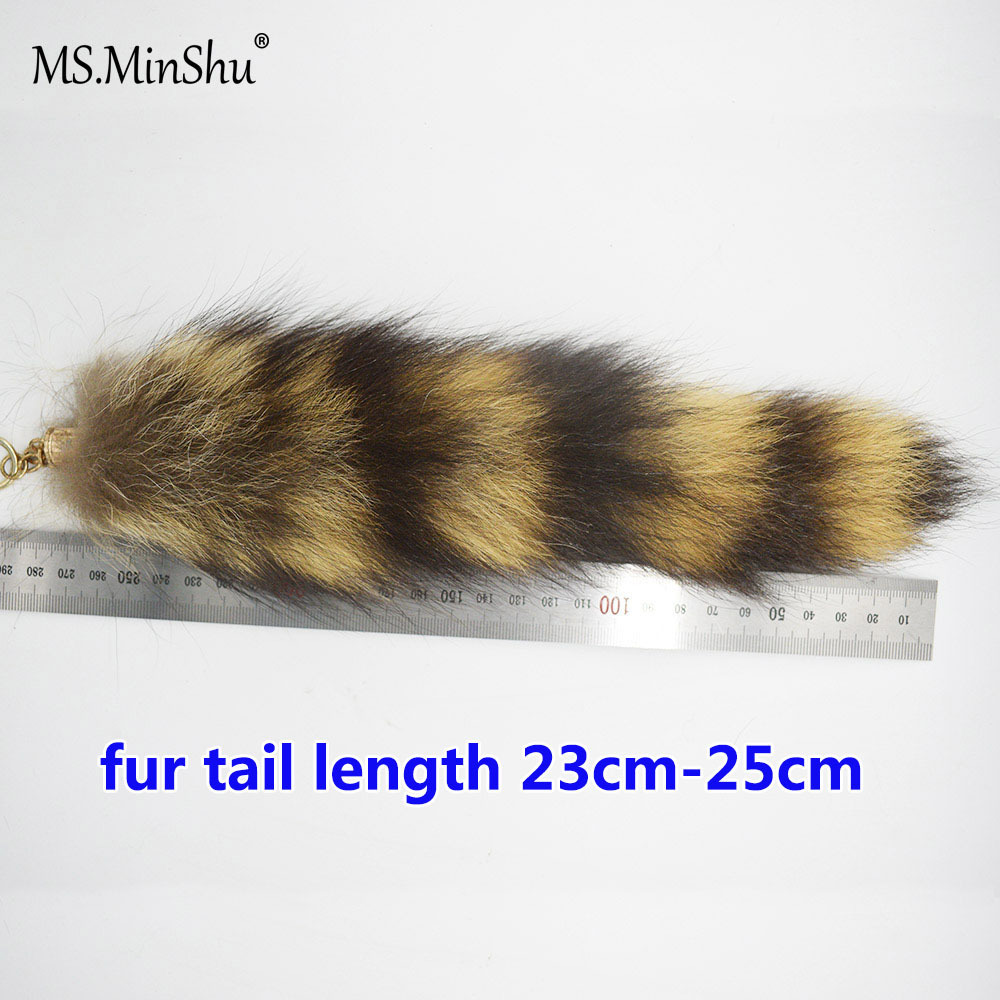 MWFur Fashion Raccoon Fur Tail Key chain America Raccoon Fur Tail Accessory For Winter Street Fashion Style