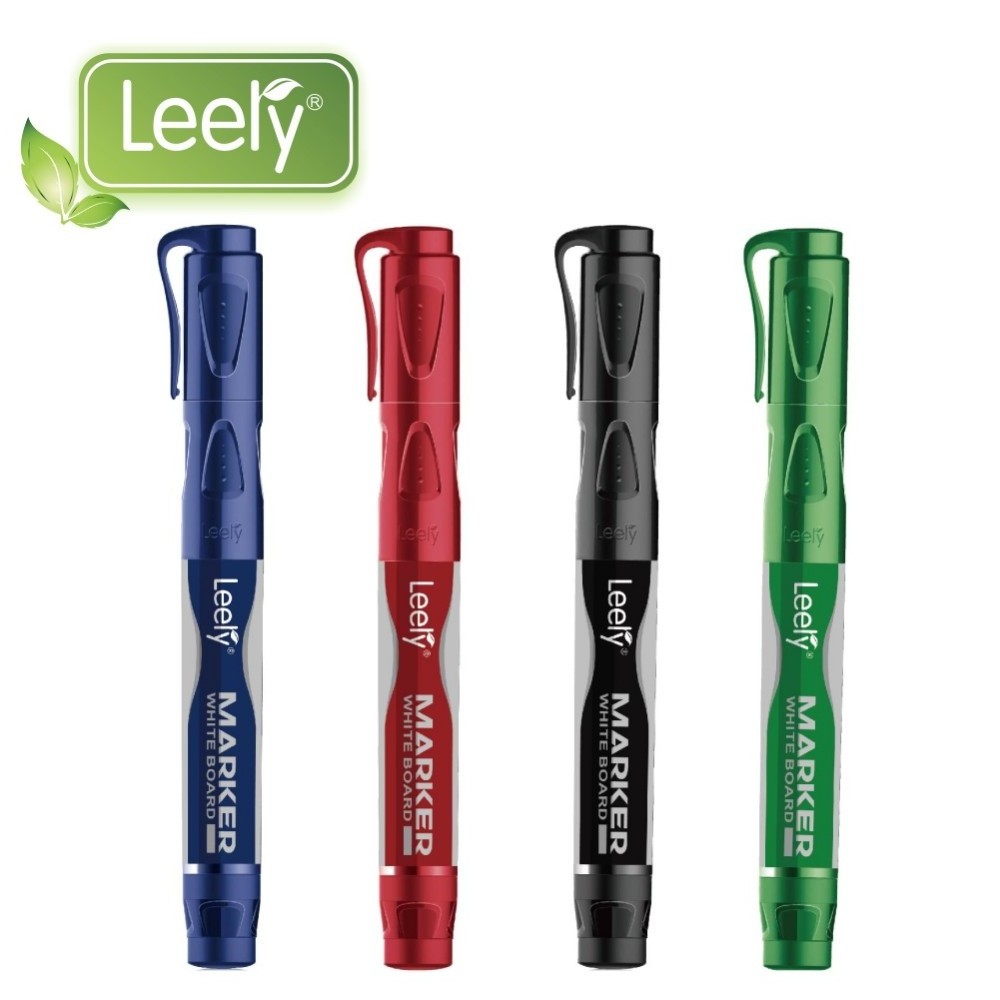 0055W  Leery black/red/green/blue 4 color dry erase free ink whiteboard marker set refillable