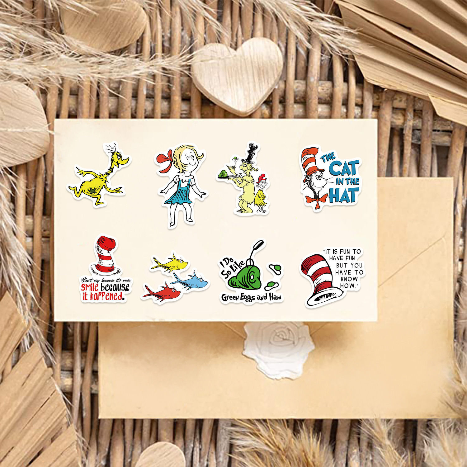 50PCS  Dr. Seuss Graffiti Sticker Decoration For Kids Room  Guitar Notebook Luggage DIY Waterproof Wall Stickers