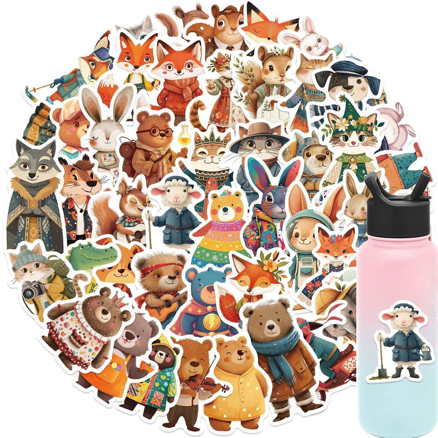 50PCS Cartoon Fairy Tale Story Doodle Stickers Vinyl Waterproof Stickers Decals