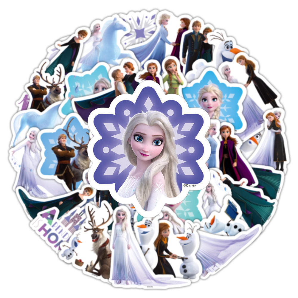 50PCS Laser Graffiti Stickers Cute Princess Elsa Water Cup Computer Waterproof Decorative Kids Cartoon Stickers