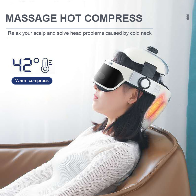 Automatic Air Pressure Eye Head Massage Helmet Dual Vibrating Electric Head Massager Machine With Remote Control