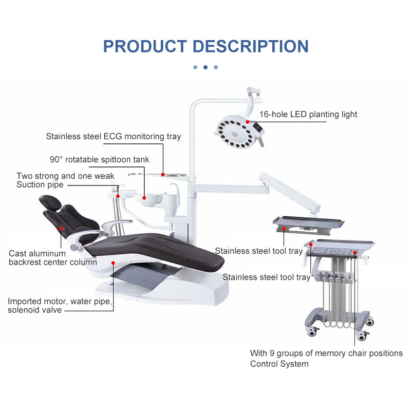 Promotion dental chair and dental unit full set with woodpecker N2 scaler handpiece,compressor,intraoral camera,curing light