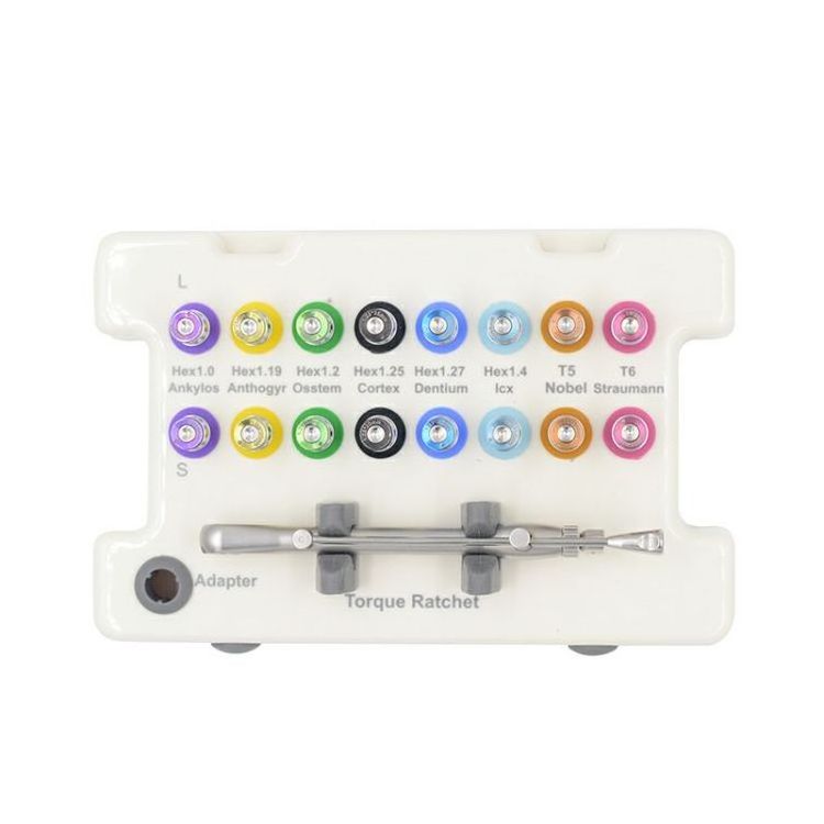 Universal Manual Dental Implant Restoration Screw Drivers and Torque Wrench Prosthetic Kit