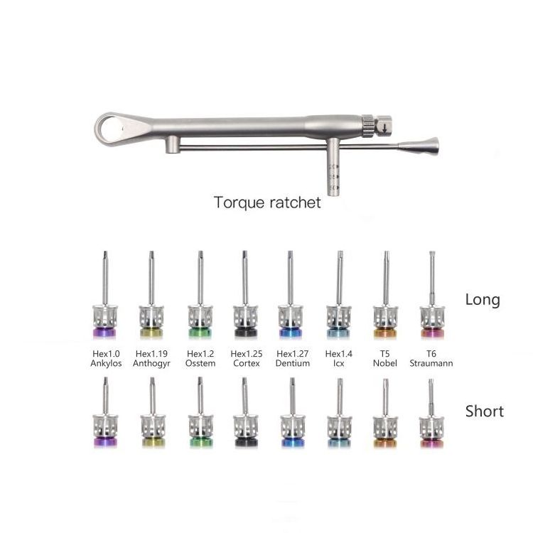 Universal Manual Dental Implant Restoration Screw Drivers and Torque Wrench Prosthetic Kit