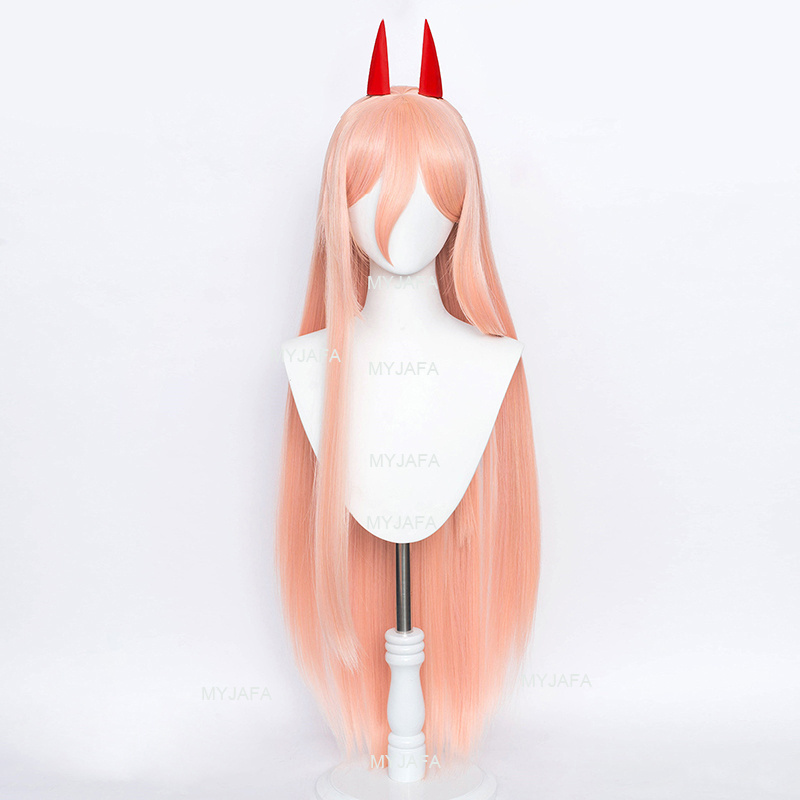 Anime Chainsaw Makima Power Cosplay Wig Long Orange Pink Heat Resistant Synthetic Hair Party Role Play Wigs