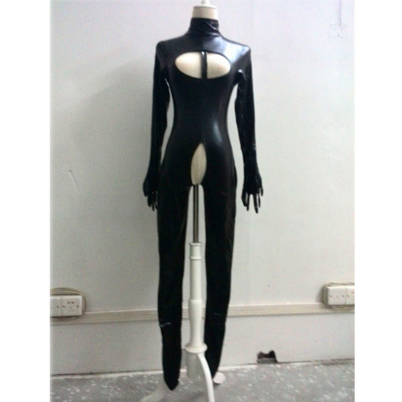 Sexy PVC Latex Catsuit Women wetlook Faux Leather Open Bust Bodysuit gay hot erotic Costume Open Crotch Jumpsuit lingerie 5XL